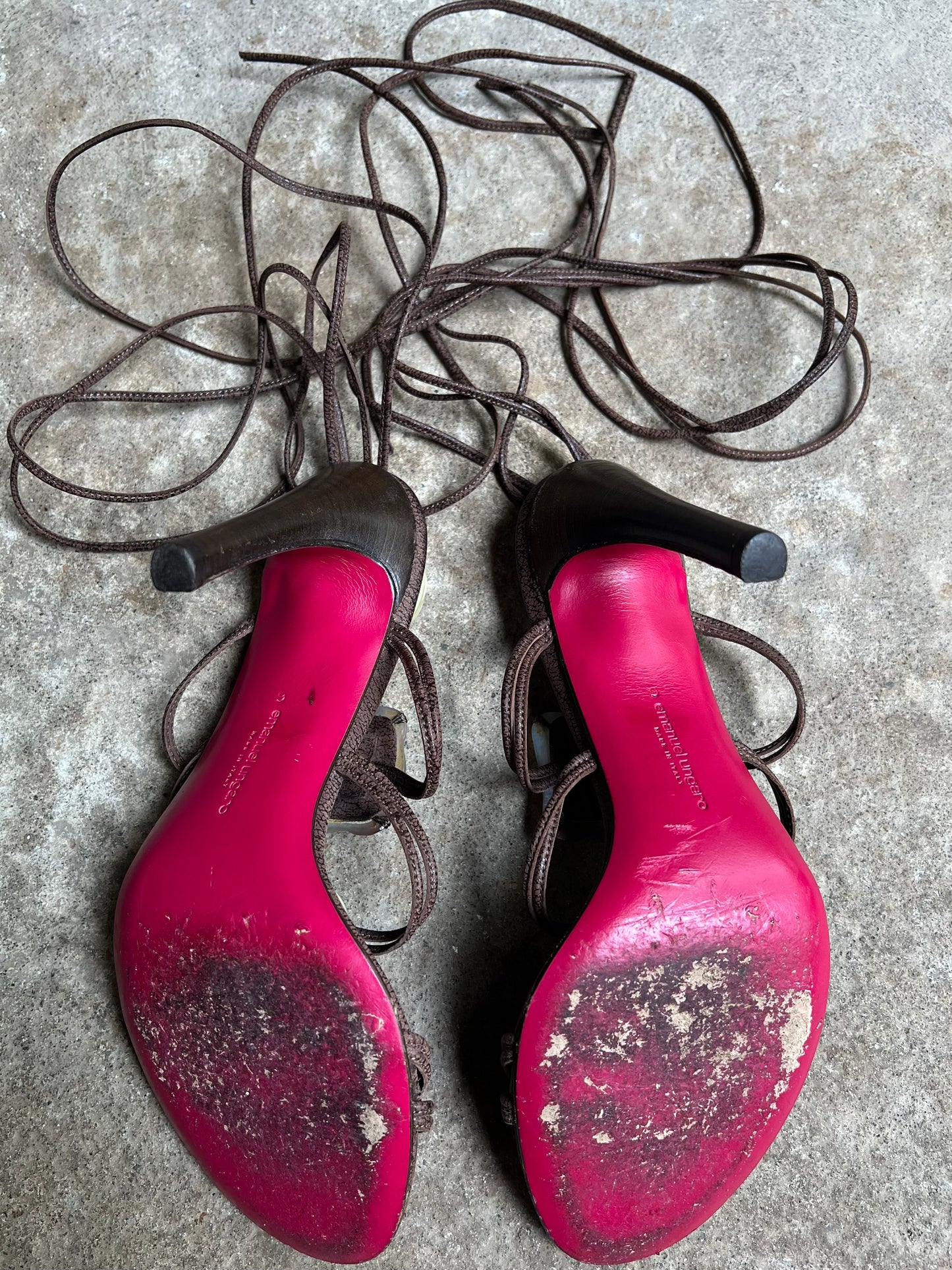 EMANUEL UNGARO EMBELLISHED STRAPPY HEELS