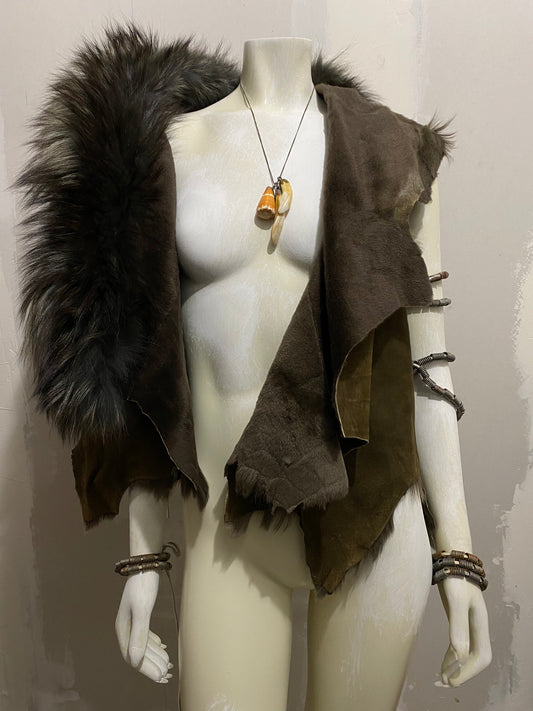 FOX FUR AND LAMBSKIN VEST