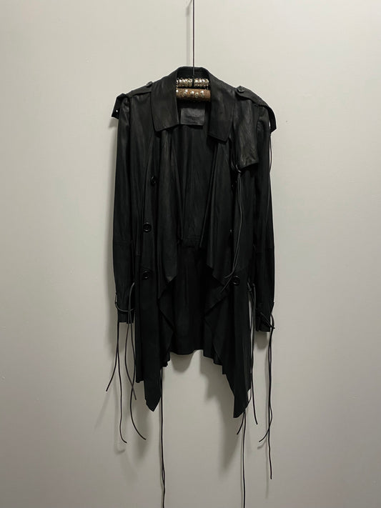 GOAT LEATHER DRAPED TRENCH COAT