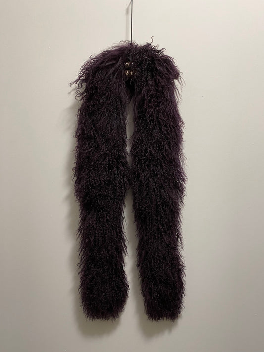 PRADA PURPLE MONGOLIAN LAMB FUR STOLE