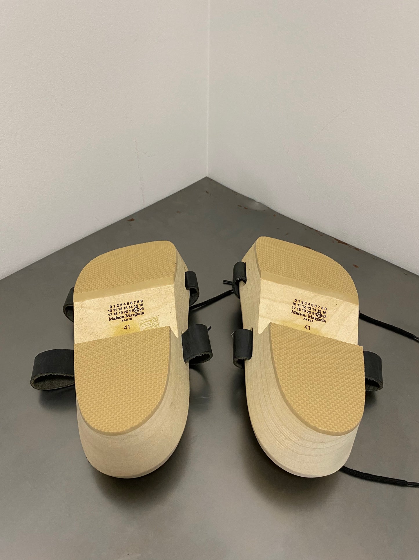 MAISON MARGIELA PLATFORM WOODEN SANDALS