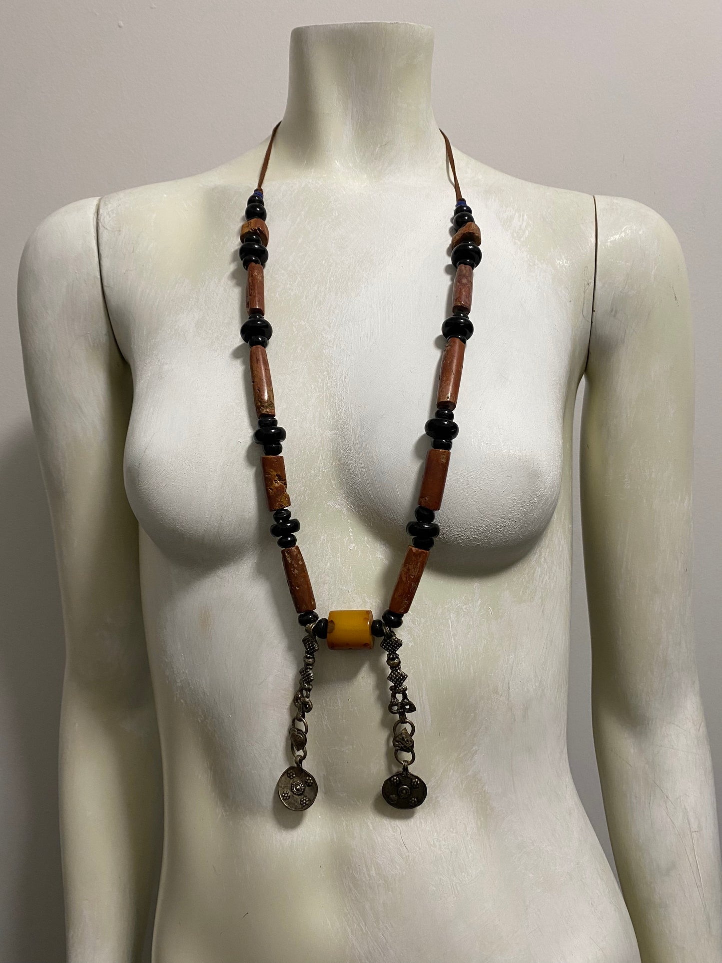 AMBER AND BRASS NECKLACE