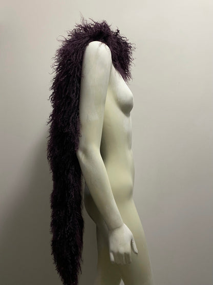 PRADA PURPLE MONGOLIAN LAMB FUR STOLE