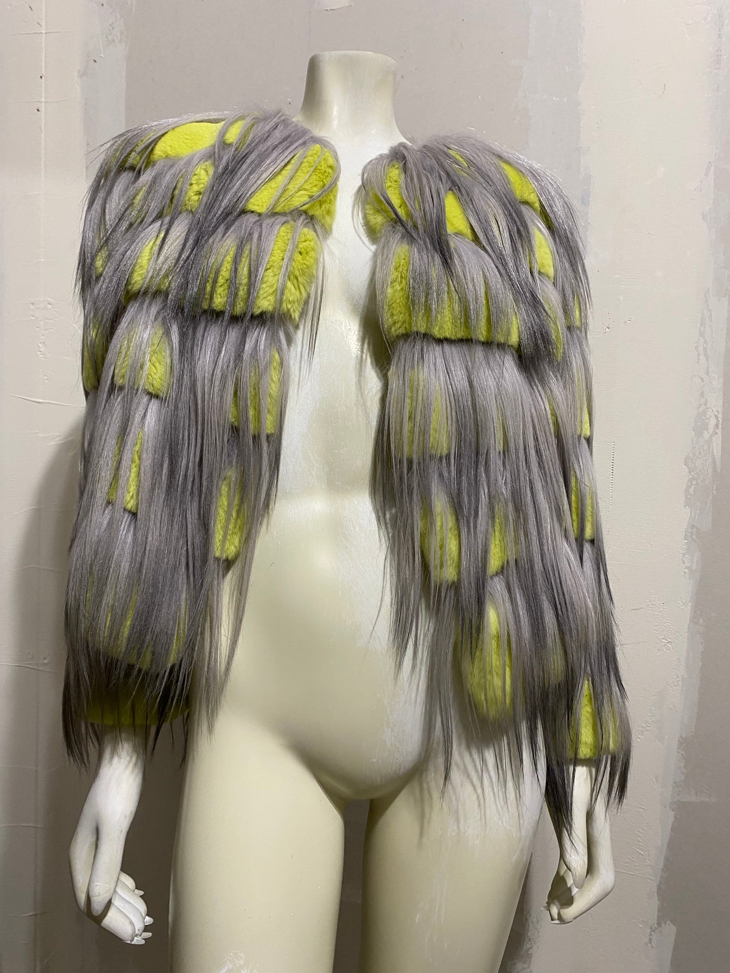 GIORGIO ARMANI AW14 NEON RABBIT FUR AND GOAT HAIR JACKET