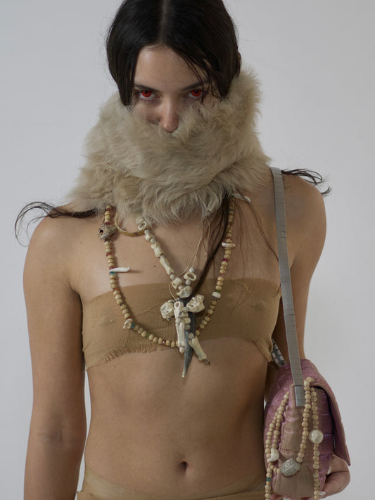 BEIGE SHEARLING WRAP STOLE