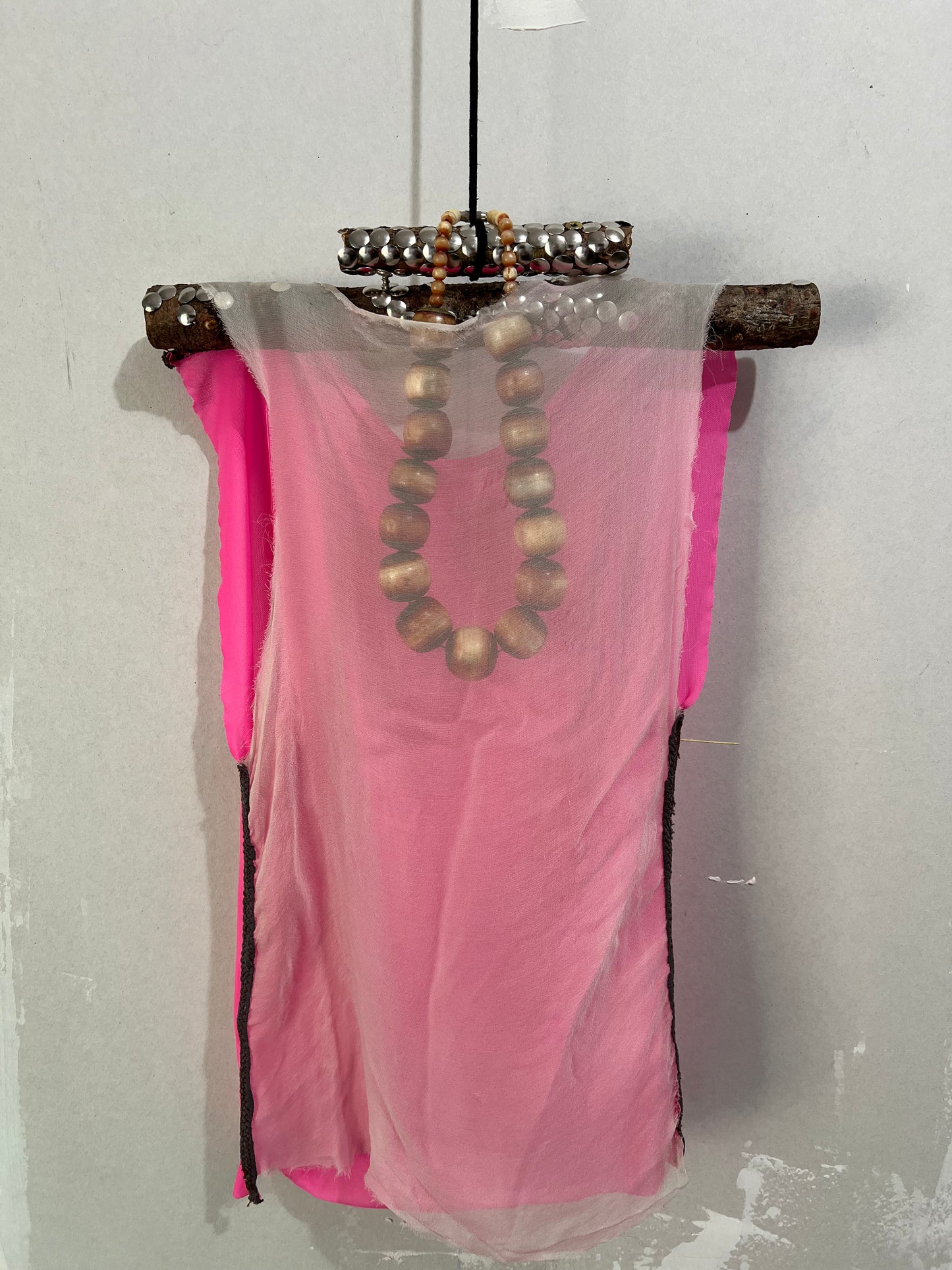 CUT AND SEW SHEER NEON PINK SILK TOP