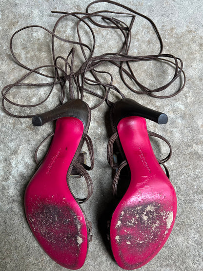 EMANUEL UNGARO EMBELLISHED STRAPPY HEELS