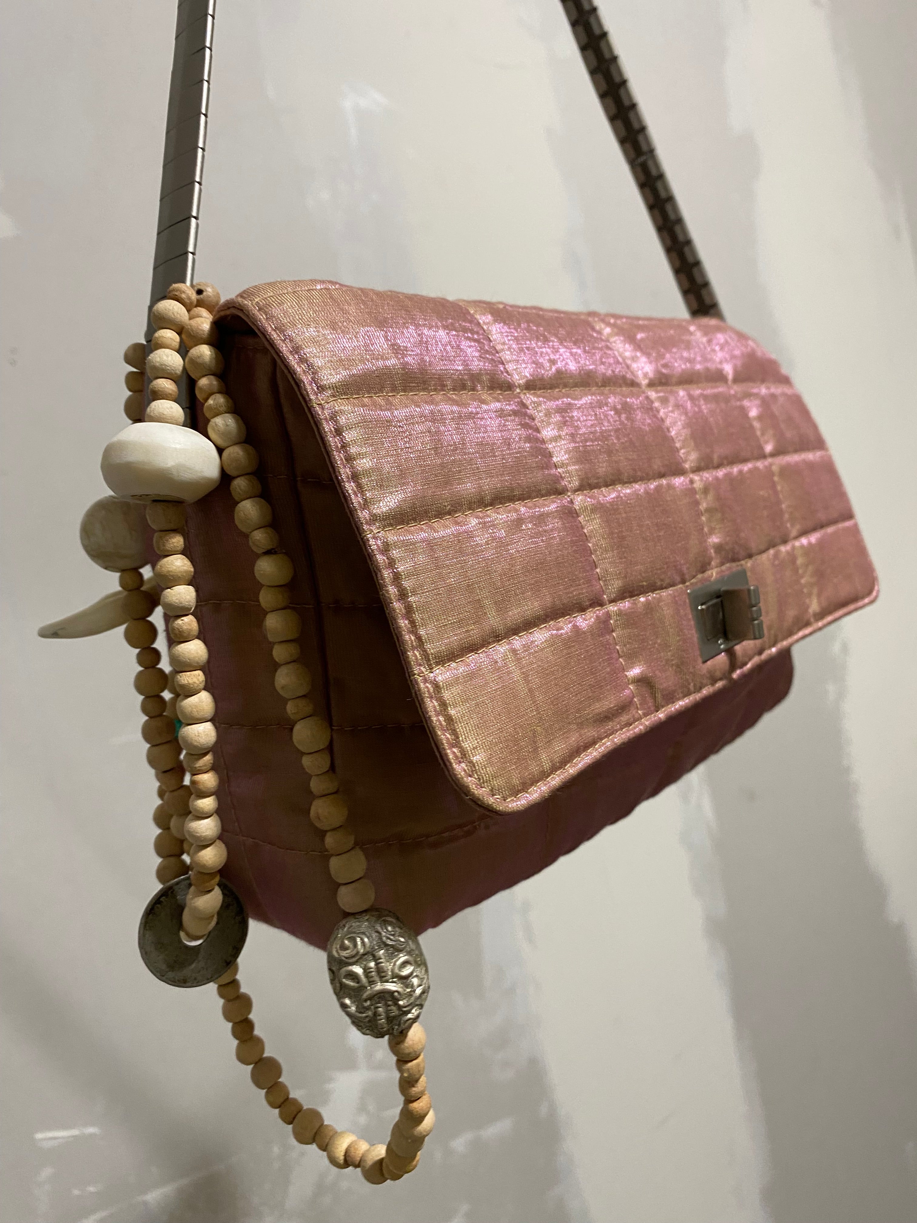 CHANEL IRIDESCENT QUILTED NYLON FLAP SHOULDER BAG