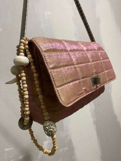 CHANEL IRIDESCENT QUILTED NYLON FLAP SHOULDER BAG