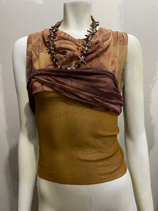 PLEIN SUD TRIBAL PRINT MESH TOP