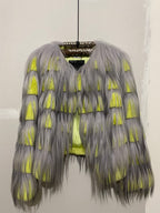 GIORGIO ARMANI AW14 NEON RABBIT FUR AND GOAT HAIR JACKET