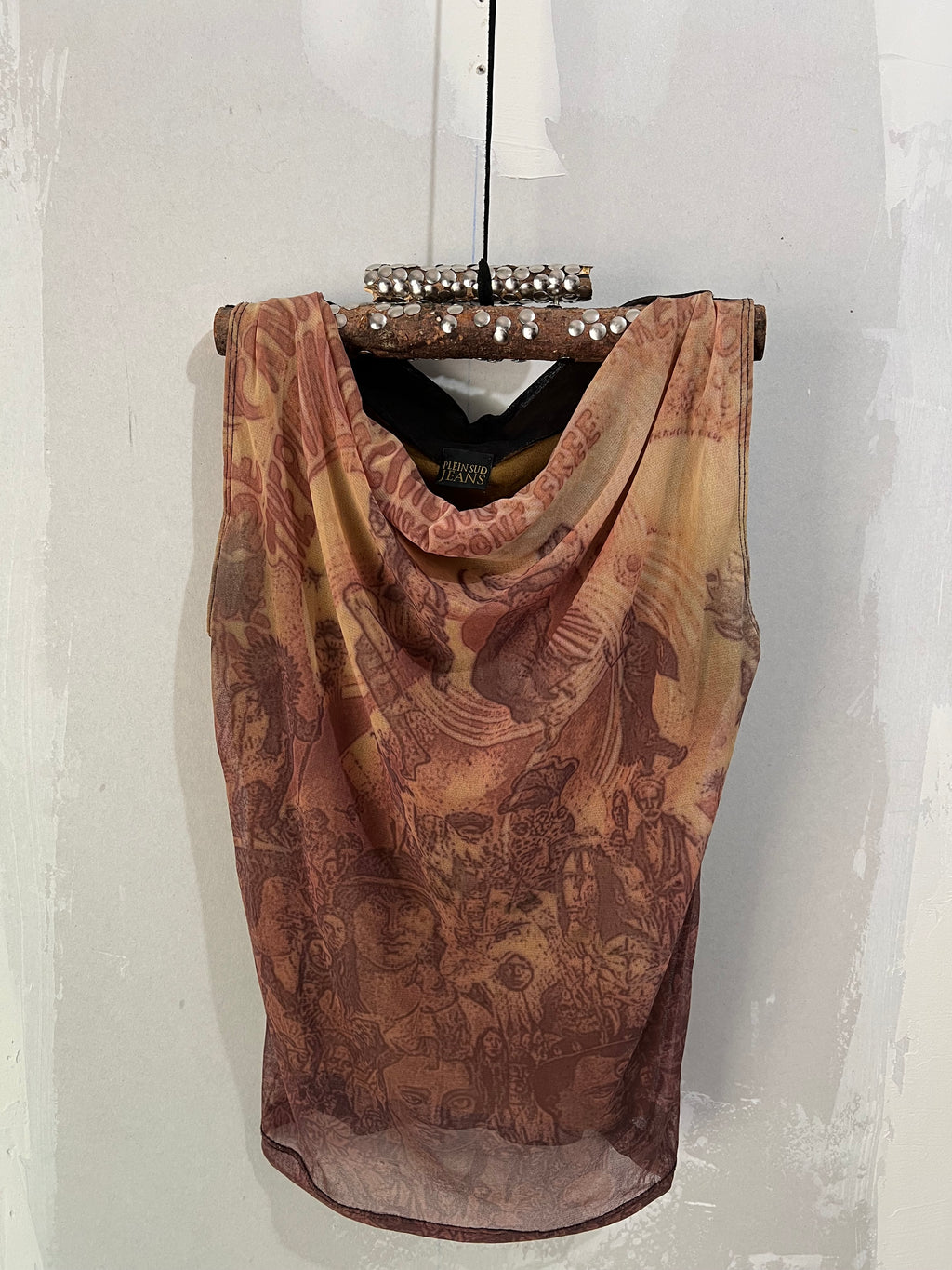 PLEIN SUD TRIBAL PRINT MESH TOP