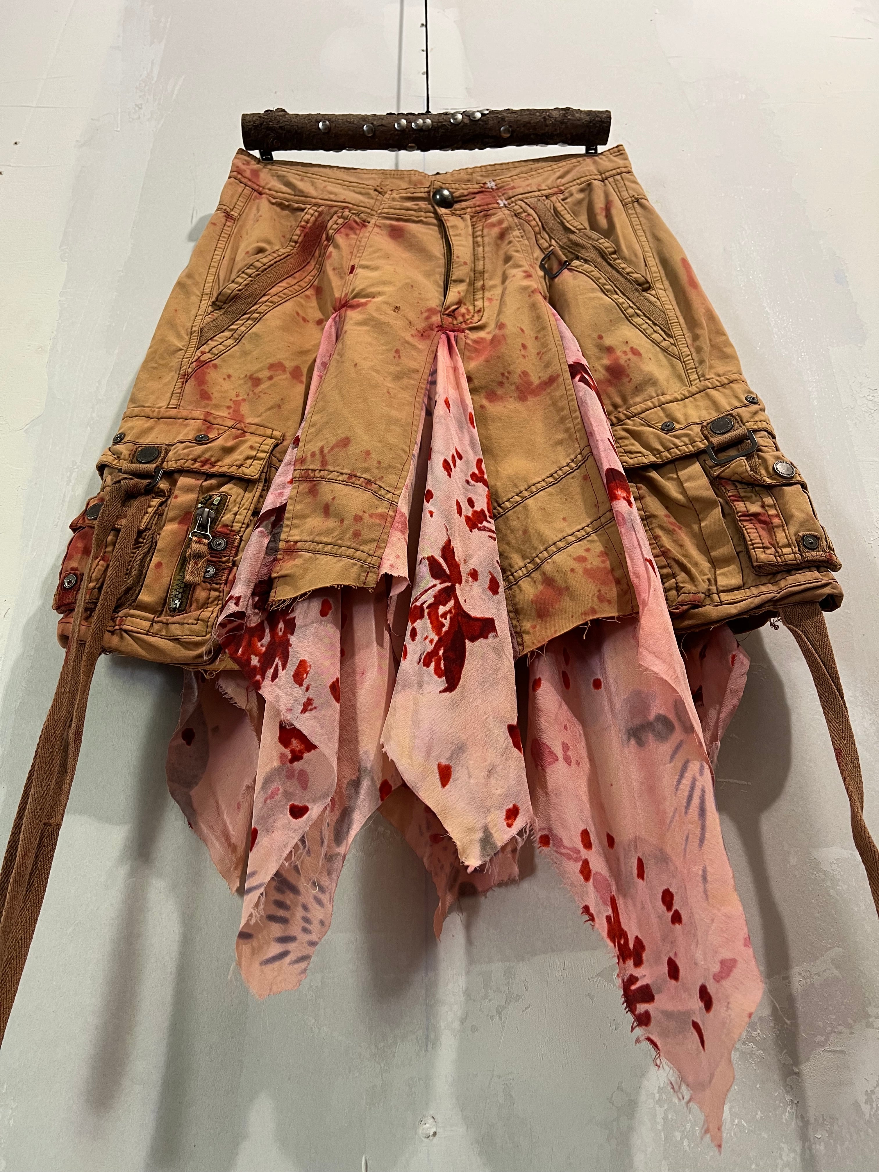 SILK PANELED CARGO SKIRT