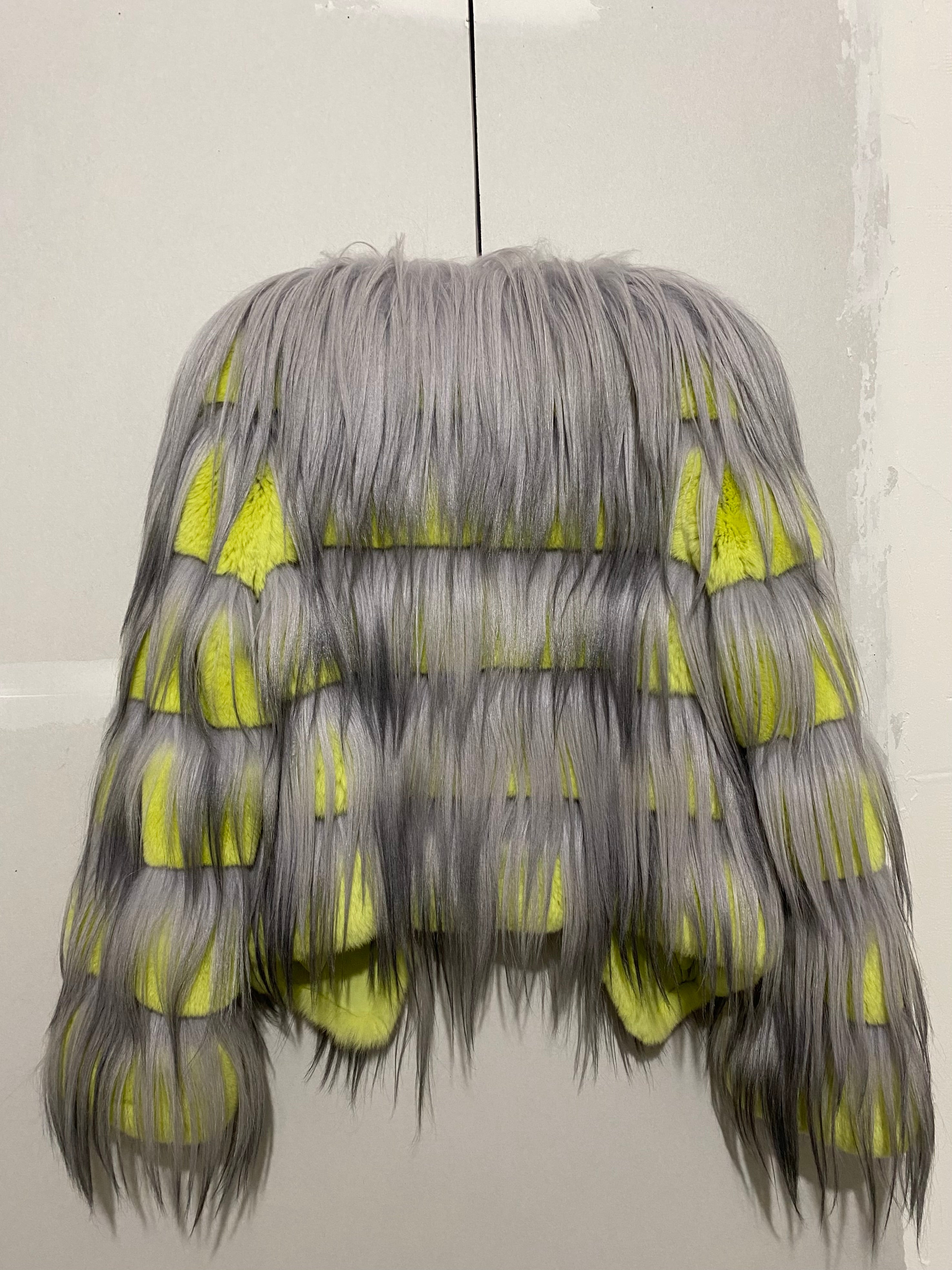 GIORGIO ARMANI AW14 NEON RABBIT FUR AND GOAT HAIR JACKET