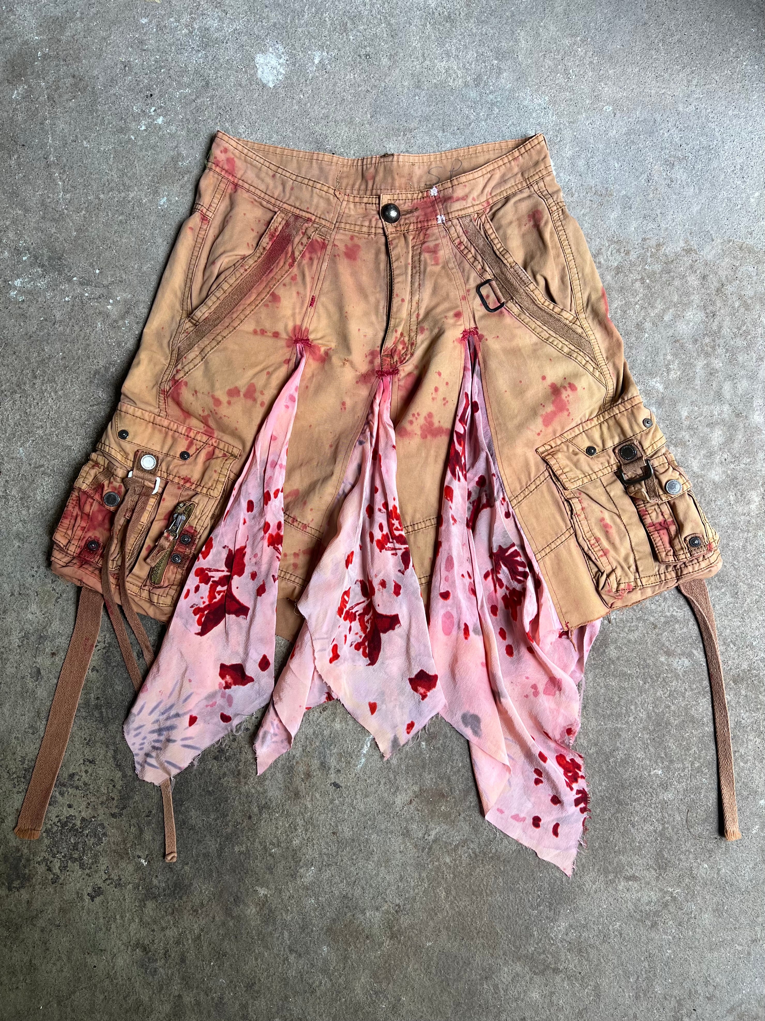 SILK PANELED CARGO SKIRT