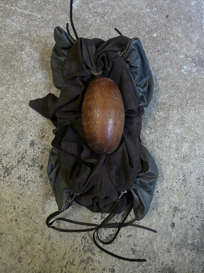 MULTI-ZIP SUEDE AND LAMB LEATHER BAG