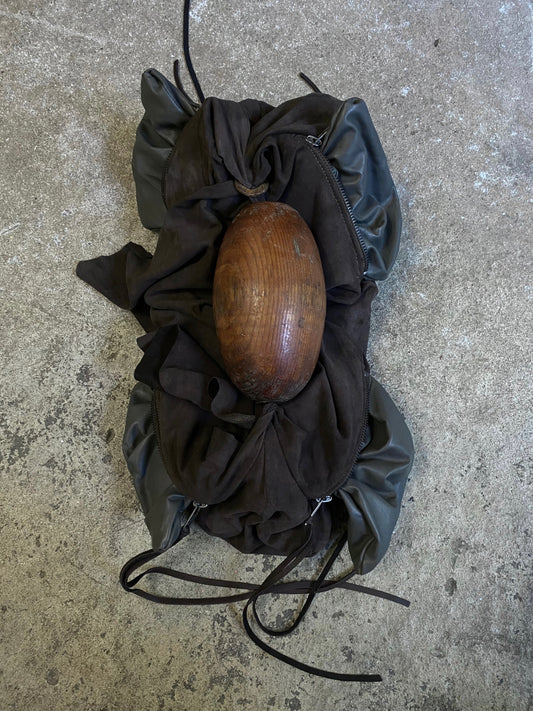 MULTI-ZIP SUEDE AND LAMB LEATHER BAG