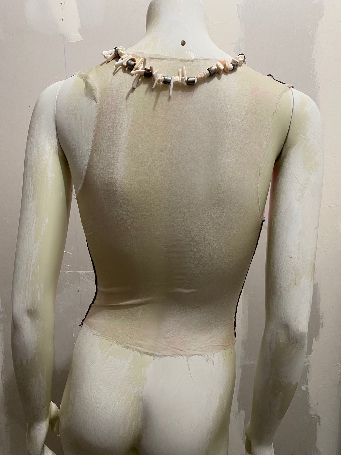 CUT AND SEW SHEER NEON PINK SILK TOP