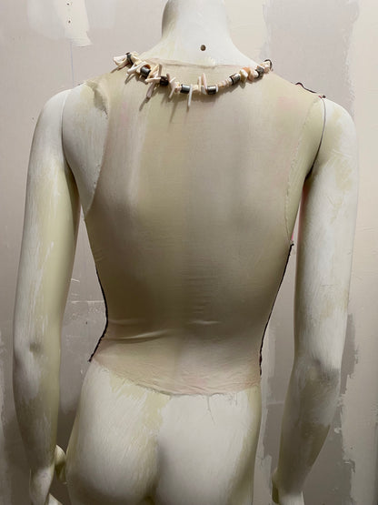 CUT AND SEW SHEER NEON PINK SILK TOP