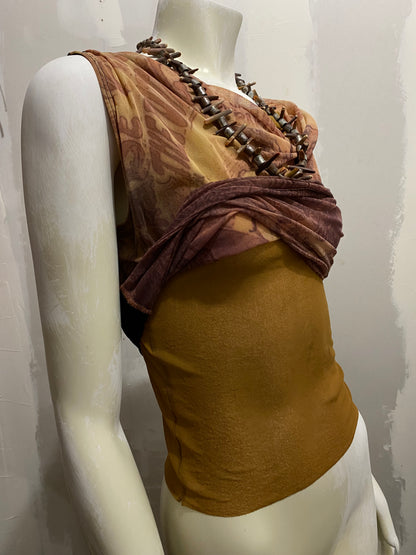 PLEIN SUD TRIBAL PRINT MESH TOP