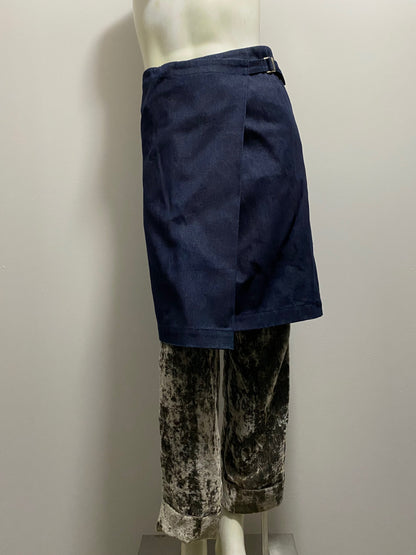 COMME DES GARÇONS DENIM SKIRT AND VELVET PANT SET