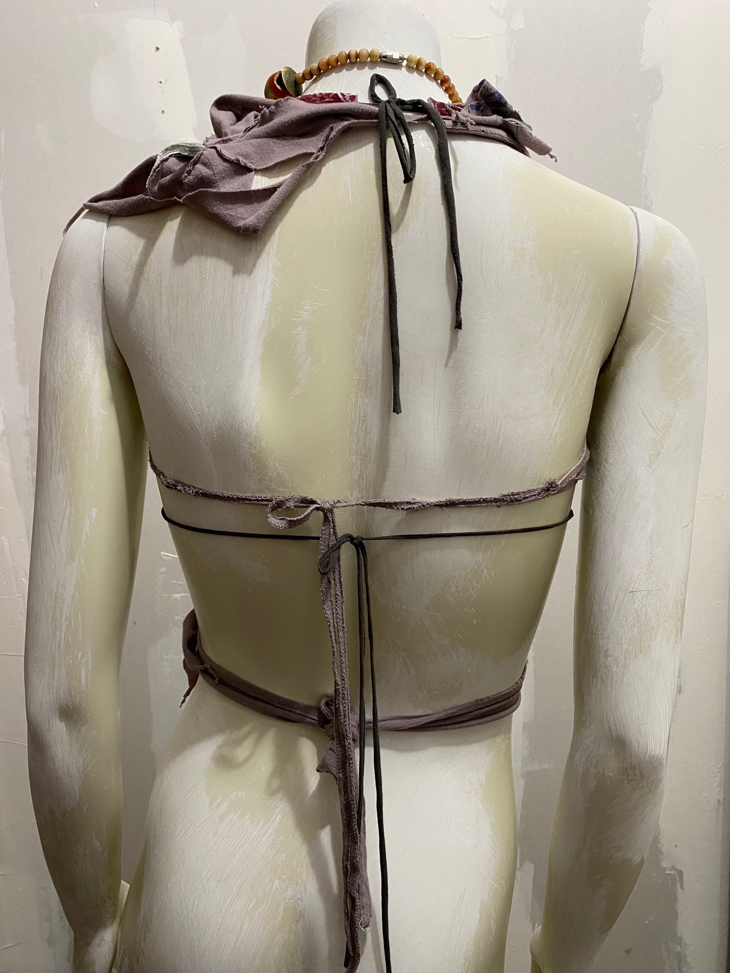 FLORAL JERSEY BRA WITH VELVET ACCENTS