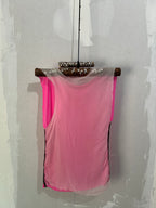 CUT AND SEW SHEER NEON PINK SILK TOP