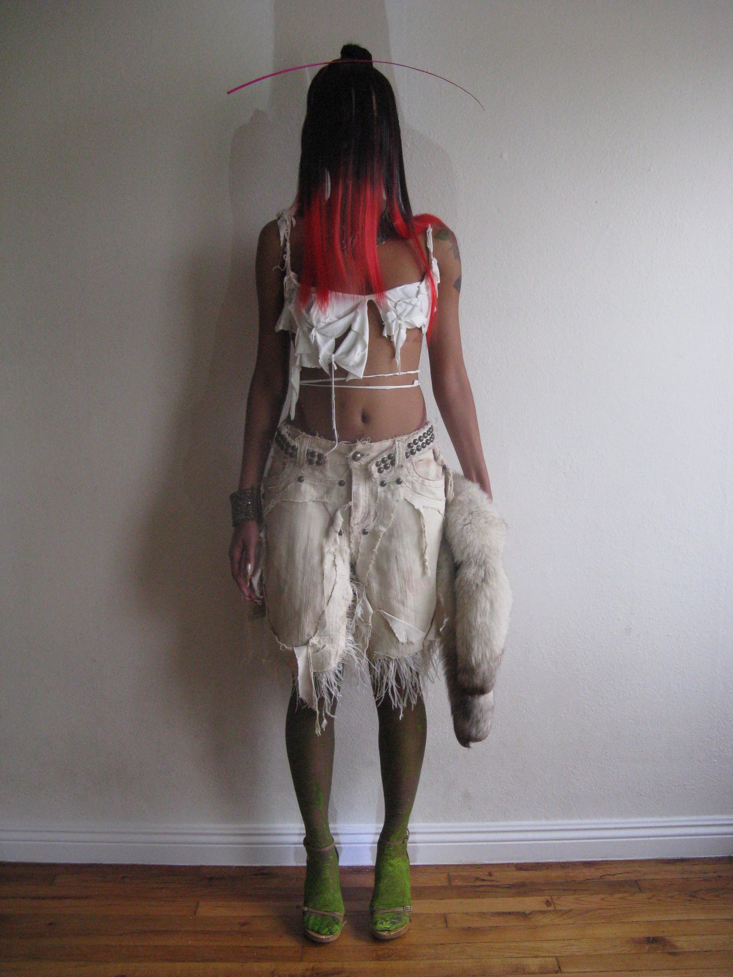 STUDDED OSTRICH FEATHER SKIRT