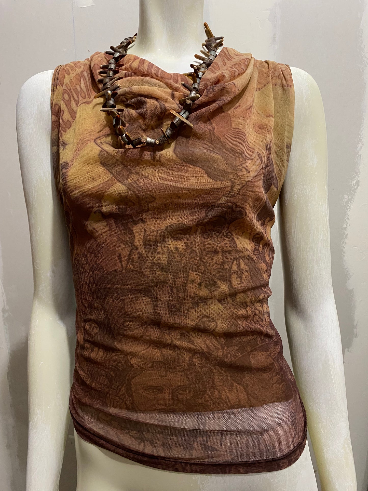 PLEIN SUD TRIBAL PRINT MESH TOP