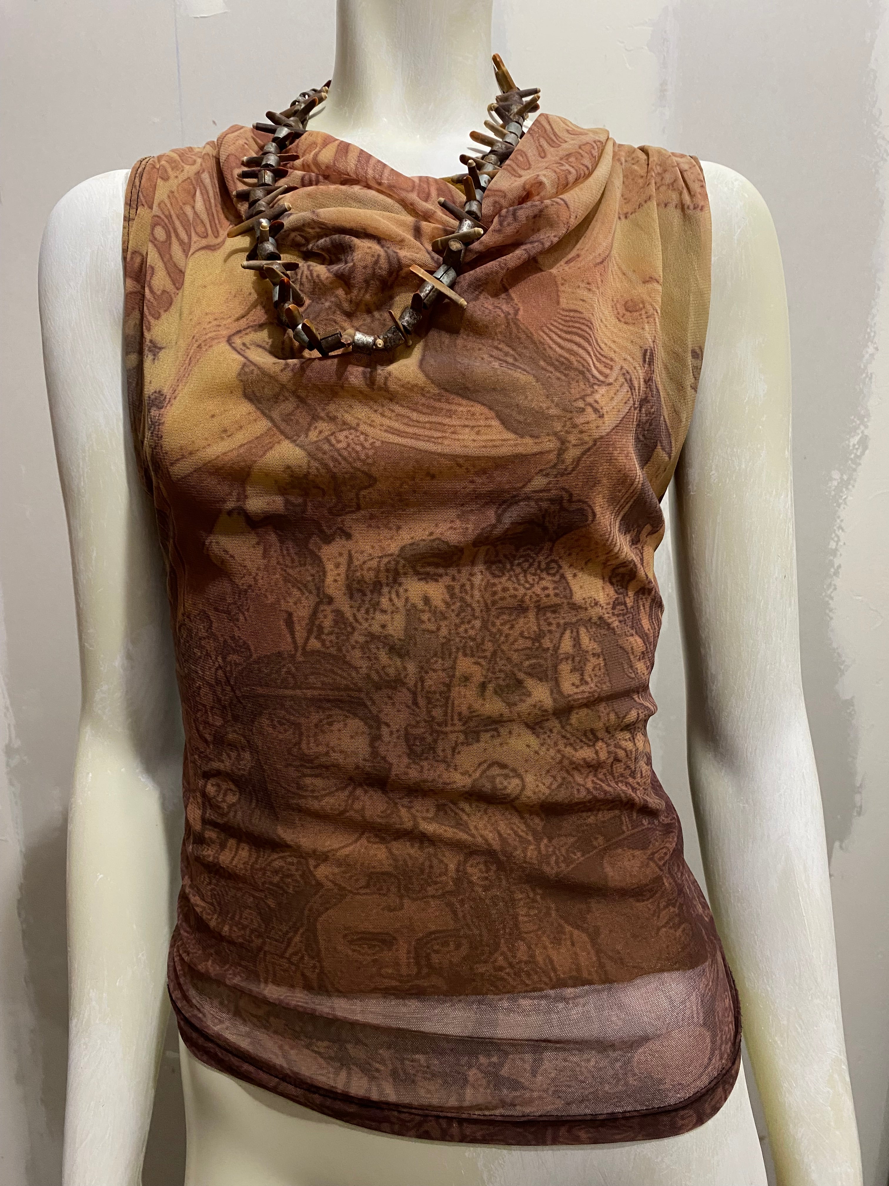 PLEIN SUD TRIBAL PRINT MESH TOP