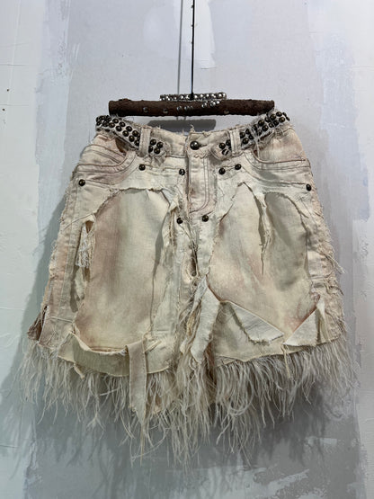 STUDDED OSTRICH FEATHER SKIRT