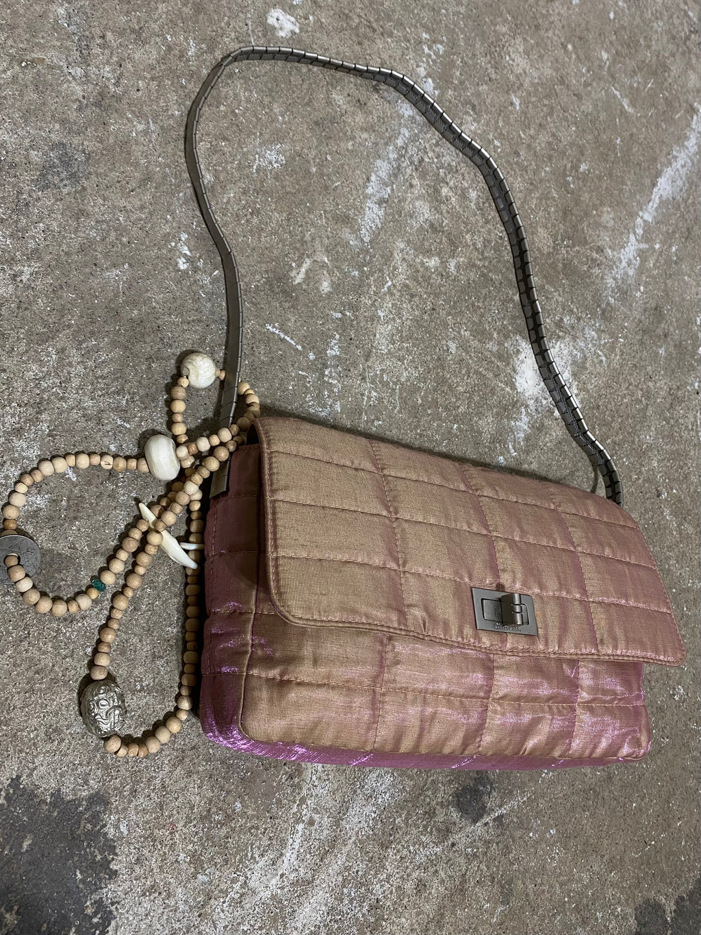 CHANEL IRIDESCENT QUILTED NYLON FLAP SHOULDER BAG