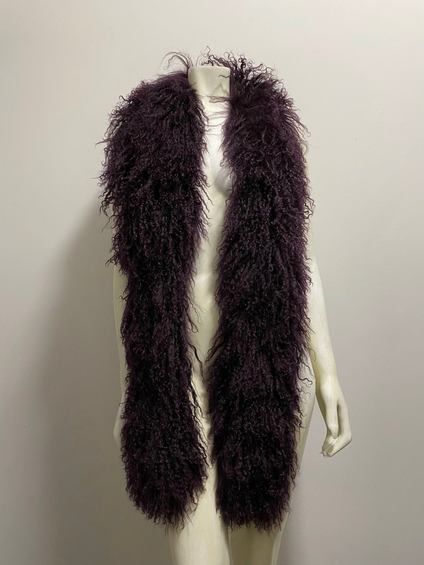 PRADA PURPLE MONGOLIAN LAMB FUR STOLE