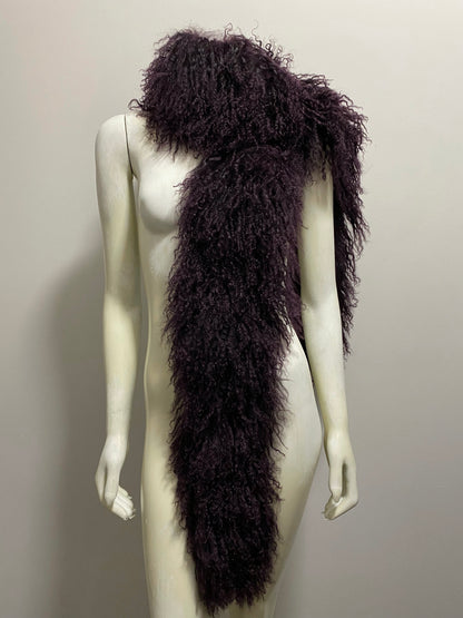 PRADA PURPLE MONGOLIAN LAMB FUR STOLE