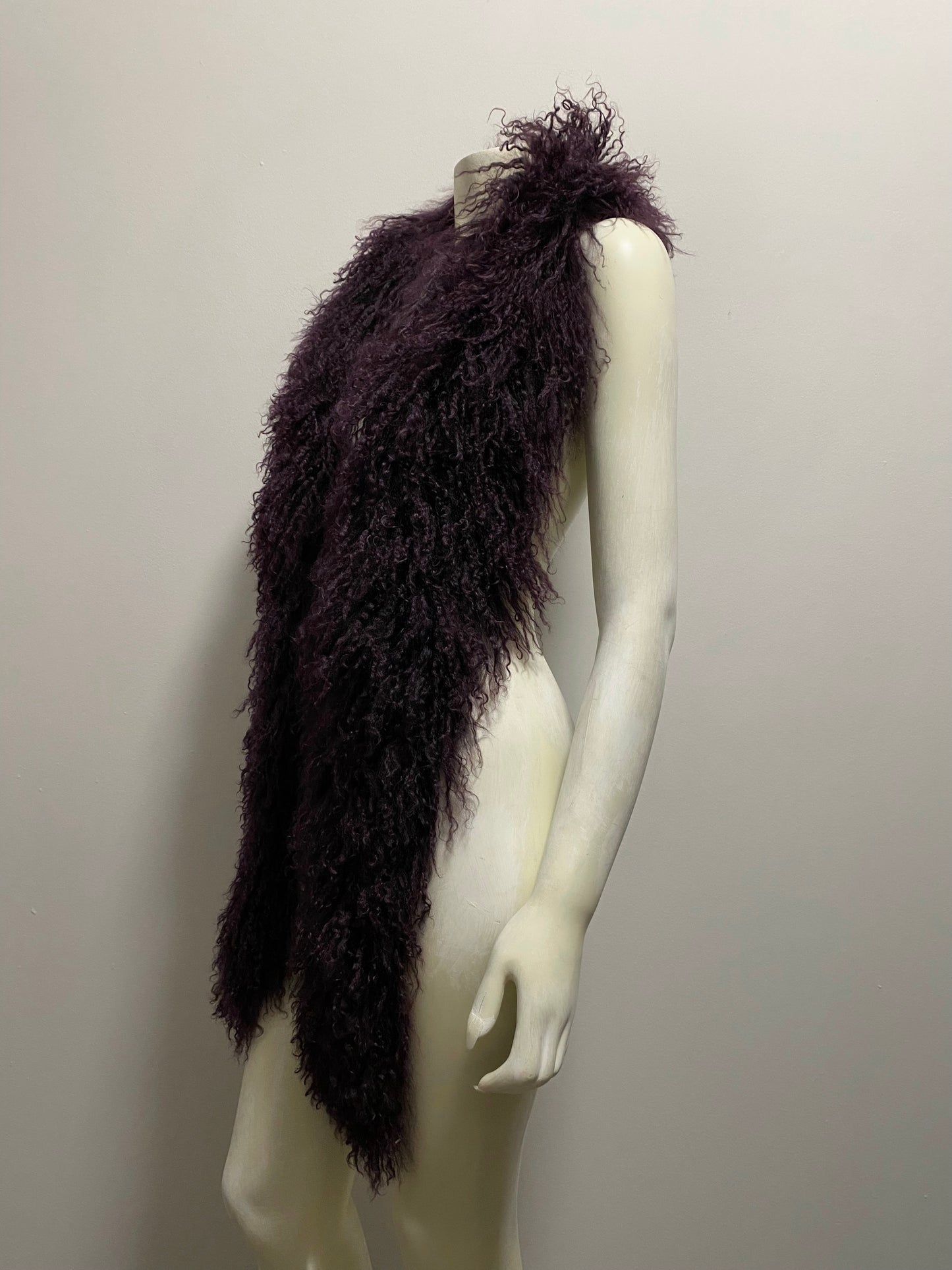 PRADA PURPLE MONGOLIAN LAMB FUR STOLE
