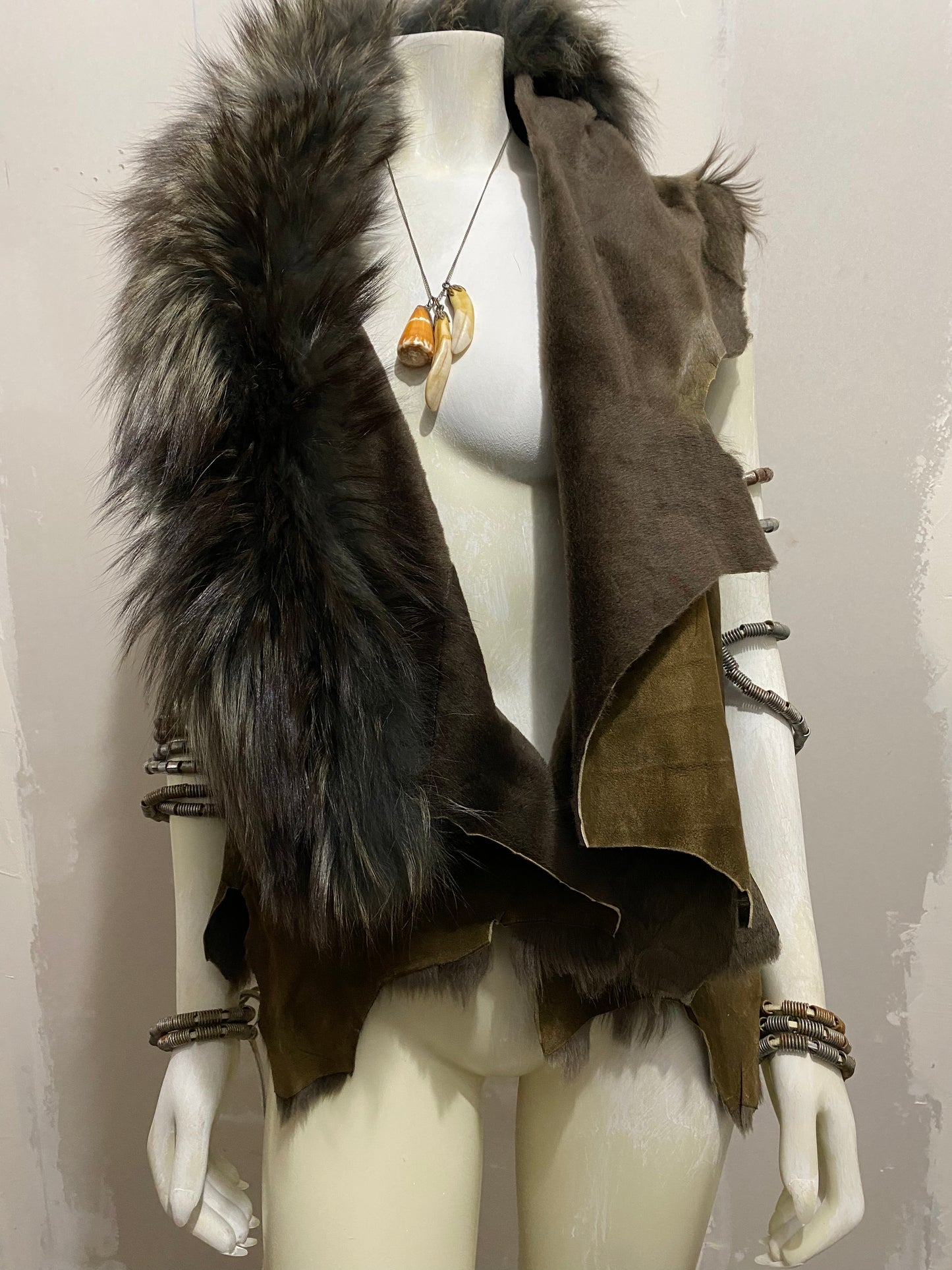 FOX FUR AND LAMBSKIN VEST