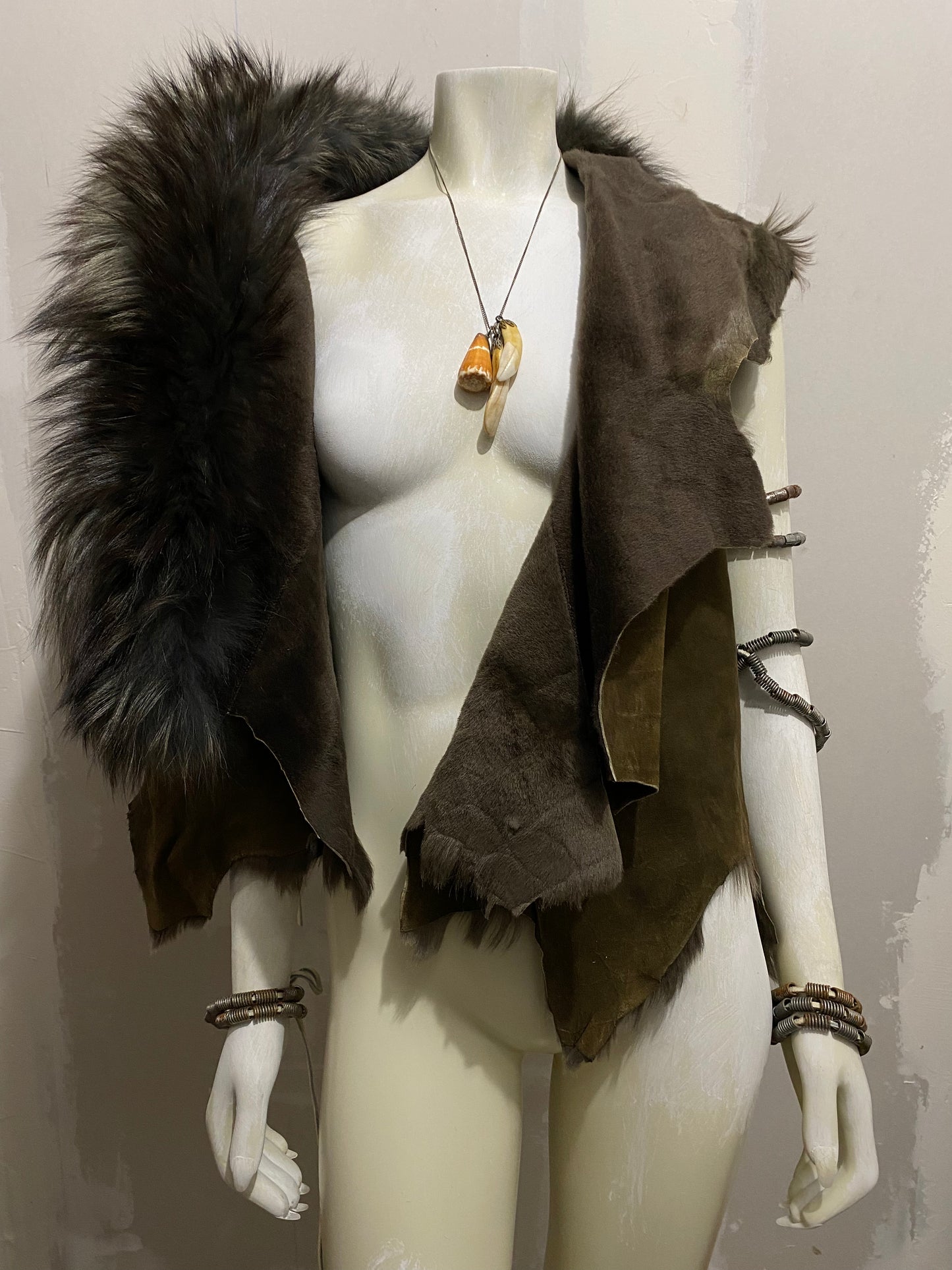 FOX FUR AND LAMBSKIN VEST