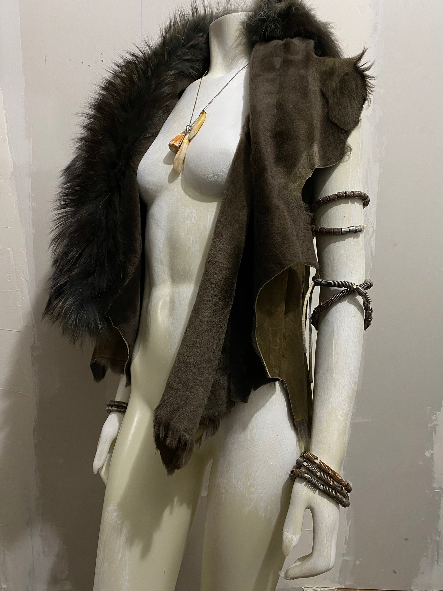 FOX FUR AND LAMBSKIN VEST