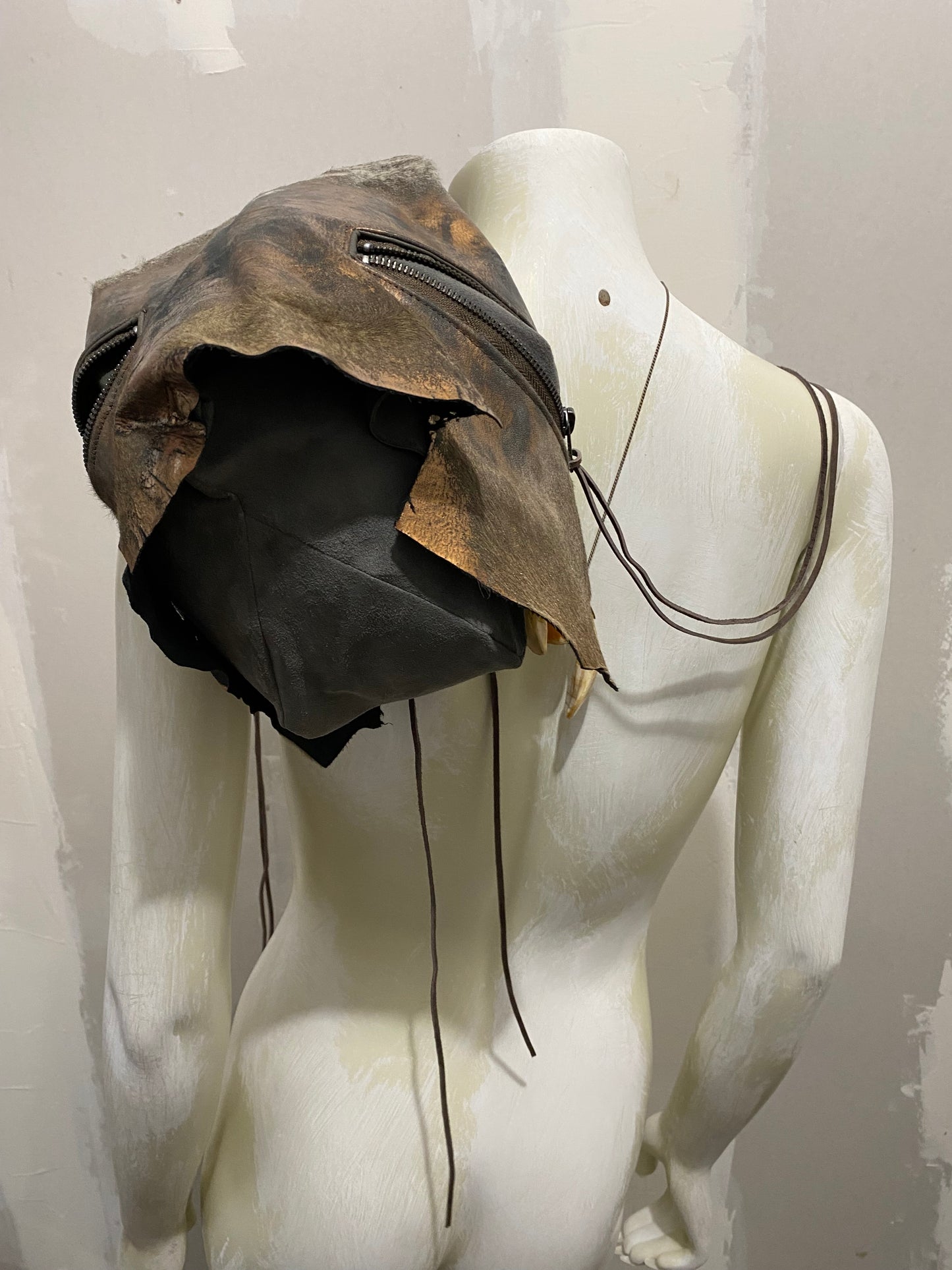 MULTI-ZIP METALLIC CALFSKIN SLOUCHY BAG