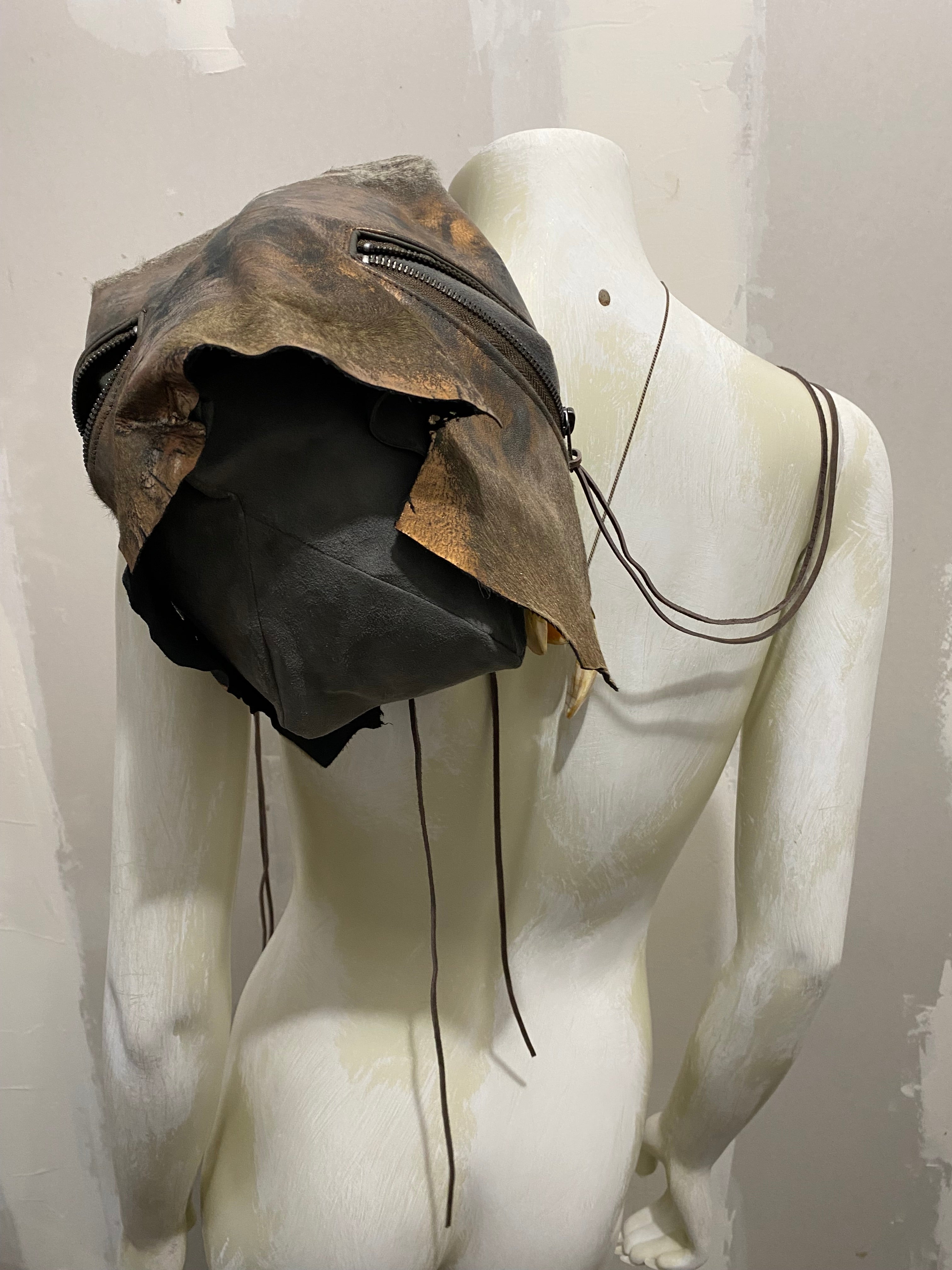 MULTI-ZIP METALLIC CALFSKIN SLOUCHY BAG