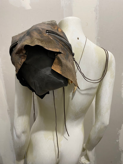 MULTI-ZIP METALLIC CALFSKIN SLOUCHY BAG