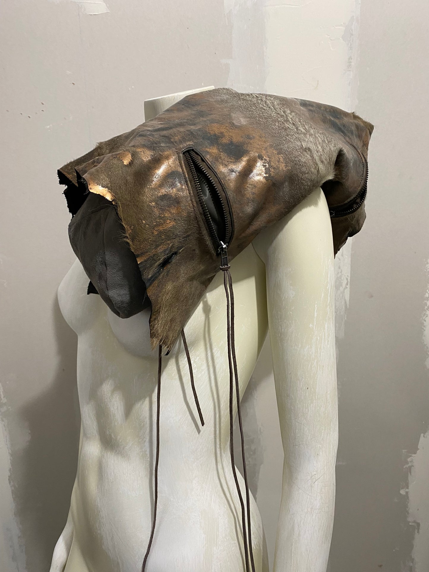 MULTI-ZIP METALLIC CALFSKIN SLOUCHY BAG