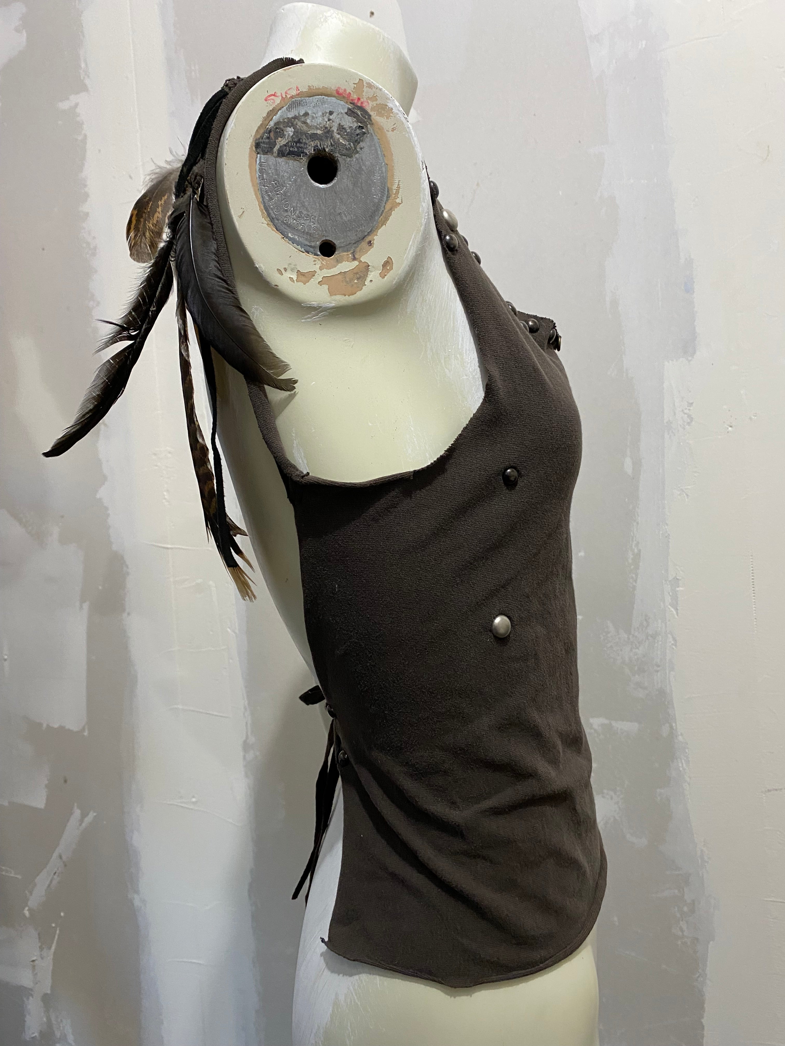 STUDDED OPEN BACK FEATHER TANK