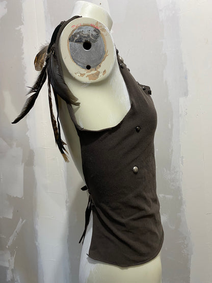 STUDDED OPEN BACK FEATHER TANK