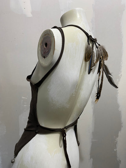 STUDDED OPEN BACK FEATHER TANK