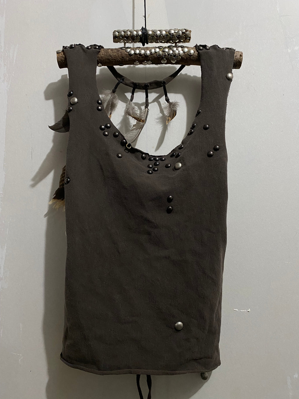 STUDDED OPEN BACK FEATHER TANK