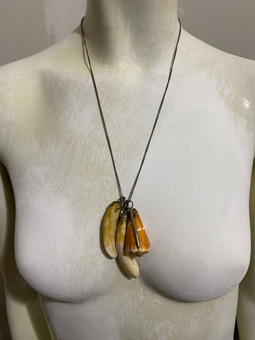 BEAR TOOTH AND SHELL CHAIN NECKLACE
