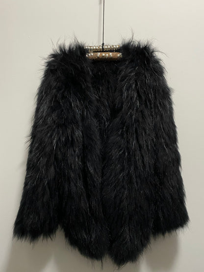 RACCOON FUR WOVEN COAT