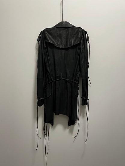 GOAT LEATHER DRAPED TRENCH COAT