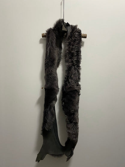 GREY SHEEPSKIN TUBE SCARF